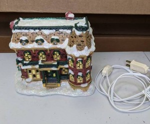 lot 191 image: Christmas Village Lighted Brownstone Building