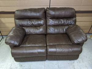 lot 29 image: Faux Leather Reclining Loveseat - As Is