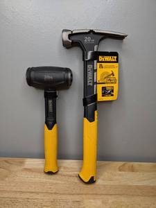 lot 158 image: Brand New DeWalt 20 Ounce Hammer & 3 lb. Steel Drilling Hammer with 8-34 inch Handle
