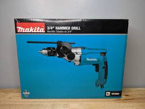 lot 15 image: Brand New Makita 6.6 Amp 34 in. Corded Hammer Drill with Torque Limiter Side Handle Depth Gauge Chuck Key & Hard Case