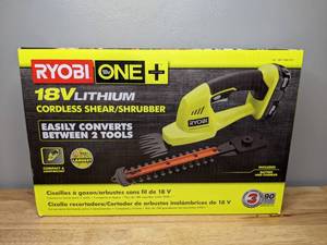 lot 19 image: Brand New Ryobi One 18 Volt Cordless Battery Grass Shear and Shrubber Tool