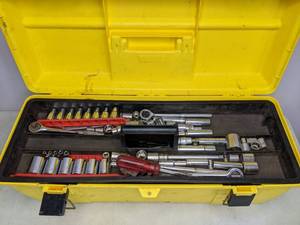 lot 268 image: Large Toolbox Plus Contents Sockets, Wrenches, Misc. Hardware