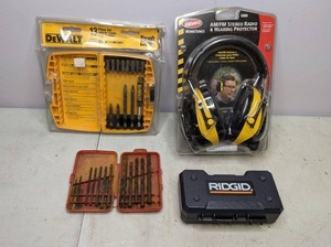 lot 321 image: Driver Bit Set, HeadphonesHearing Protector, Assorted Drill Bits