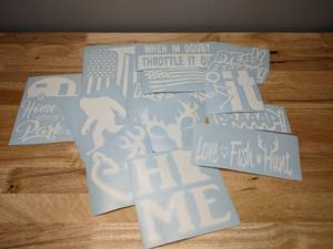 lot 362 image: 13 Die Cut Vinyl White Stickers Freedom Flag Cars