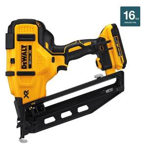 Dewalt 20-Volt Max 16-Gauge Cordless Angled Finish Nailer Kit, DCN660D1 - Like New.