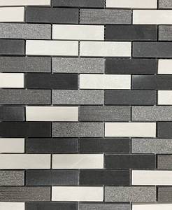 22 Sheets Porcelain Brick Mosiac - Salt & Pepper