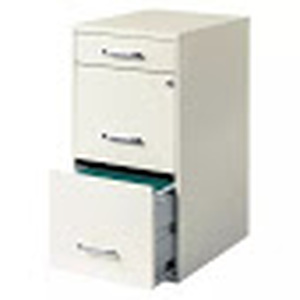lot 32 image: HIRSH 3-Drawer Filing Cabinet Steel - Off-White