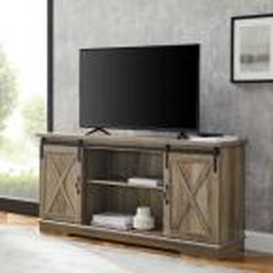 lot 36 image: 58 in. Gray Wash Composite TV Stand 69 in. with Doors