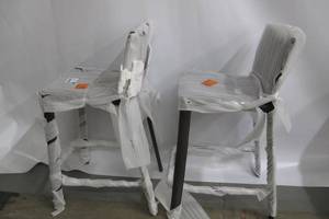 lot 4 image: Crawford Brown Faux Leather Upholstered 2-Piece Counter Stool Set.