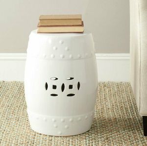 lot 47 image: Safavieh Acs4516 Modern Ming Ceramic Garden Stool White