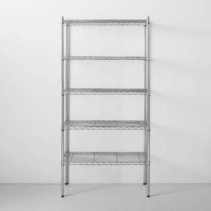 lot 61 image: Made By Design 5 Tier Wide Wire Shelf - Chrome