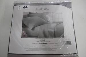 lot 64 image: Charisma 400 Thread Count 6-Piece Sheet Set (Gray, King)
