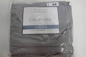 lot 68 image: Charisma 400 Thread Count 100% Cotton Gray Queen 6 Piece Sheet Set