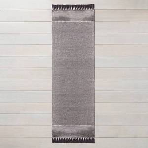 lot 80 image: Hearth & Hand with Magnolia Textured Border Stripe Runner Rug - Railroad Gray 24 x 7