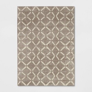 lot 91 image: Threshold 5x7 Willards Geo Diamond Rug Tan Geometric Diamonds
