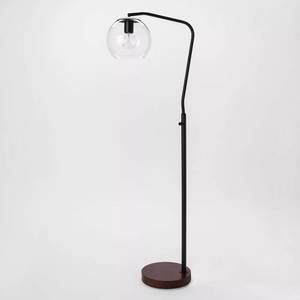 lot 40 image: Project 62 MadrotMenlo Glass Globe Floor Lamp - Black and Walnut Finish