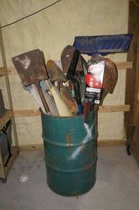 lot 94 image: Barrel of Shovels