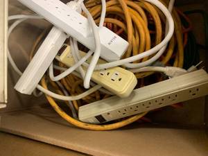 lot 36 image: ASSORTED EXTENTION CORDS AND MORE