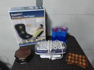 lot 18 image: Massaging Seat Topper, Stash Box, Electric Hair Twisters & Rollers