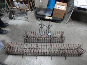 lot 64 image: 2-Wrought Iron Window Boxes & Pair Of New Plant Hooks