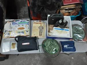lot 66 image: Rain Suit, Ponchos, Bug Hats & Binoculars 7x50