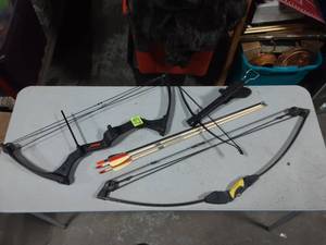 lot 67 image: Cross Bow, Bear Kids Bow, Lil Banshee Bow & 3-Arrows