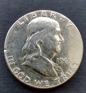 lot 175 image: 1963 Franklin Silver Half Dollar