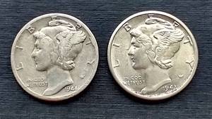 lot 211 image: 2 Mercury Dimes