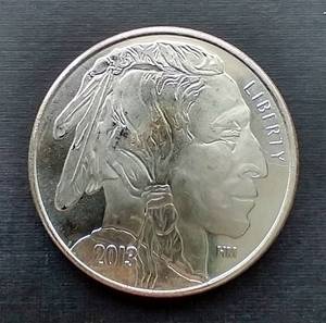 lot 215 image: 2013 1 Oz. Buffalo Silver Round