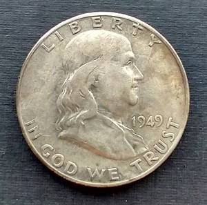 lot 216 image: 1949-S Franklin Silver Half Dollar