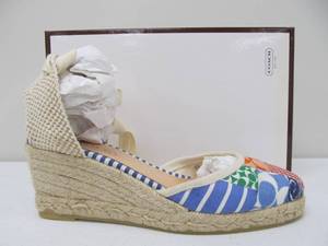 lot 23 image: Brand New COACH Kerrie Patchwork Wedge Sandals - Womens Size 9