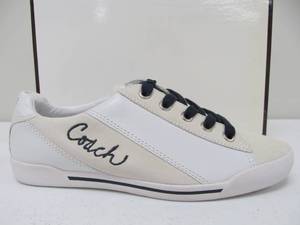 lot 28 image: Brand New COACH Malli Suede Sneakers - WhiteNavy - Womens Size 8