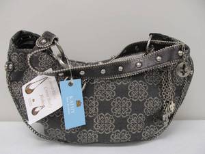 lot 61 image: Brand New KATHY VAN ZEELAND Cross Body Hobo - BlackGray