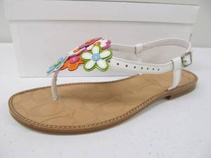 lot 163 image: Brand New ROSEANN Thong Sandals - White w Multicolor Floral Design - Size 7.5