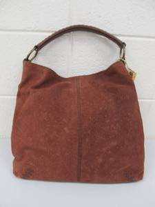 lot 12 image: NEW LUCKY BRAND Embossed Suede Hobo Purse - Brown 