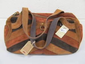 lot 19 image: Brand New LUCKY BRAND Suede Satchel - Multicolor Patchwork 