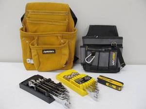 lot 145 image: Brand New HUSKY Leather Tool Pouch, AWP HP Tool Pouch & Stanley Tool Sets