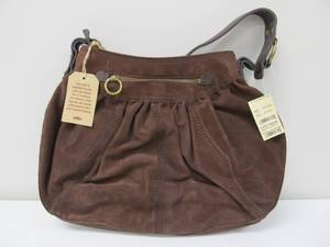 lot 153 image: Brand New LUCKY BRAND Suede Handbag- Brown