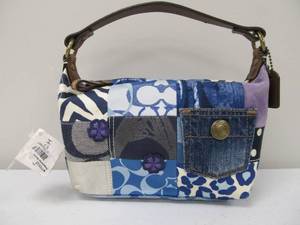 lot 156 image: Brand New COACH Denim w Patchwork Hand bag