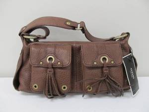 lot 157 image: Brand New ALFANI Leather Handbag w Tassels - Brown