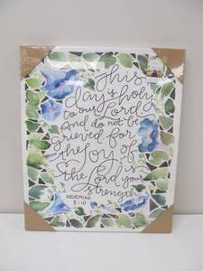 lot 116 image: GRACELACED Inspirational Canvas Wall Hanging By Ruth Chou Simons - Nehemiah 810