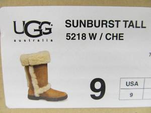 lot 167 image: Brand New UGG Sunburst Tall Leather Boots - Chestnut - Size 9