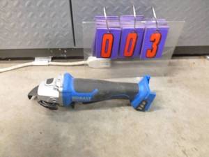 Kobalt 24 volt brushless 4 12 angle grinder. Appears nearly new. For parts or repair. As shown.