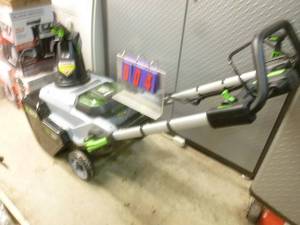 Ego 21 56 volt snow blower. Appears new. Unable to fully test. No batteries or charger. As shown.