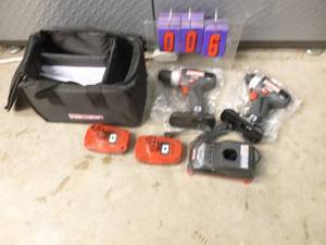 Craftsman 19.2 volt l-ion drilldriver set. 2 batteries, charger & case. Tested & works. Like new. As shown.
