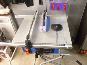 Kobalt 10 folding contractor table saw with miter & fence. No blade. Nearly new. Cord has been repaired. As shown.