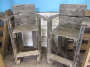 lot 52 image: Custom Barn Wood Chairs