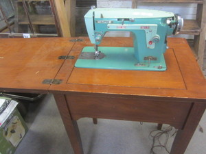lot 63 image: Vintage White Cabinet Sew Machine