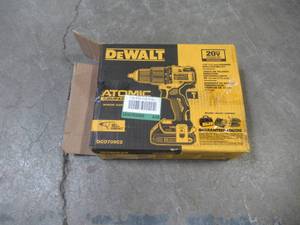 lot 13 image: DEWALT ATOMIC 20-Volt MAX Cordless Brushless Compact 12 in. Hammer Drill, (2) 20-Volt 1.3Ah Batteries, Charger & Bag DCD709C2