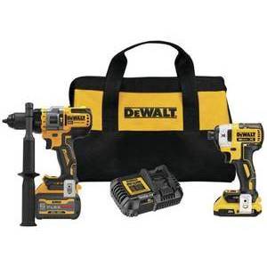 lot 40 image: DEWALT 20-Volt MAX Cordless Brushless Hammer DrillDriver Combo Kit with FLEXVOLT ADVANTAGE (2-Tool), DCK2100D1T1 - Slightly Used.